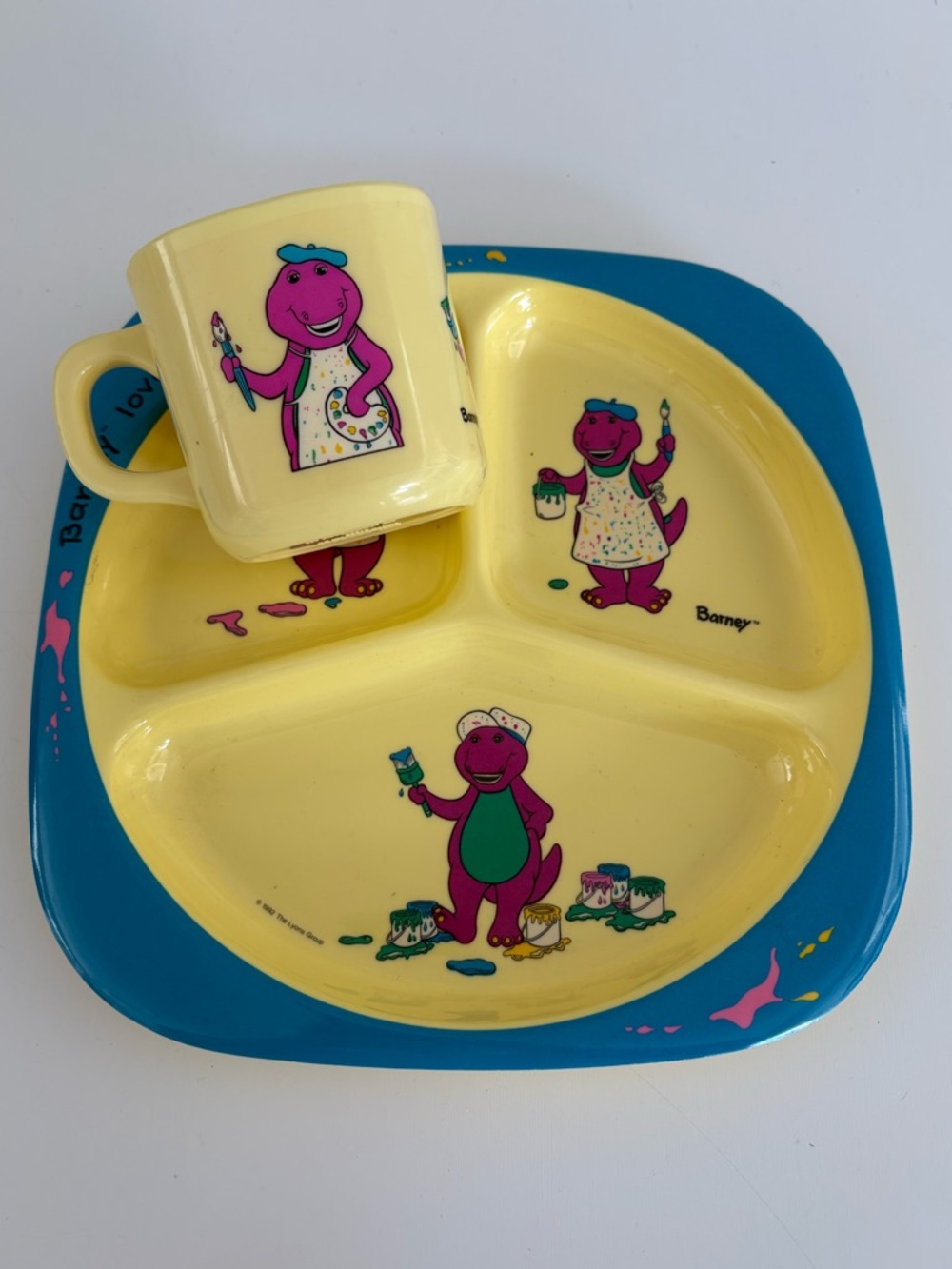 VTG Barney Kids Divided Plate & Cup Set